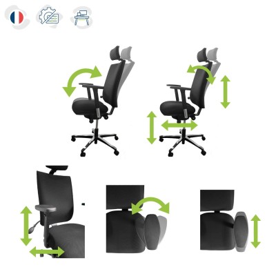 réglages chaise ergonomique