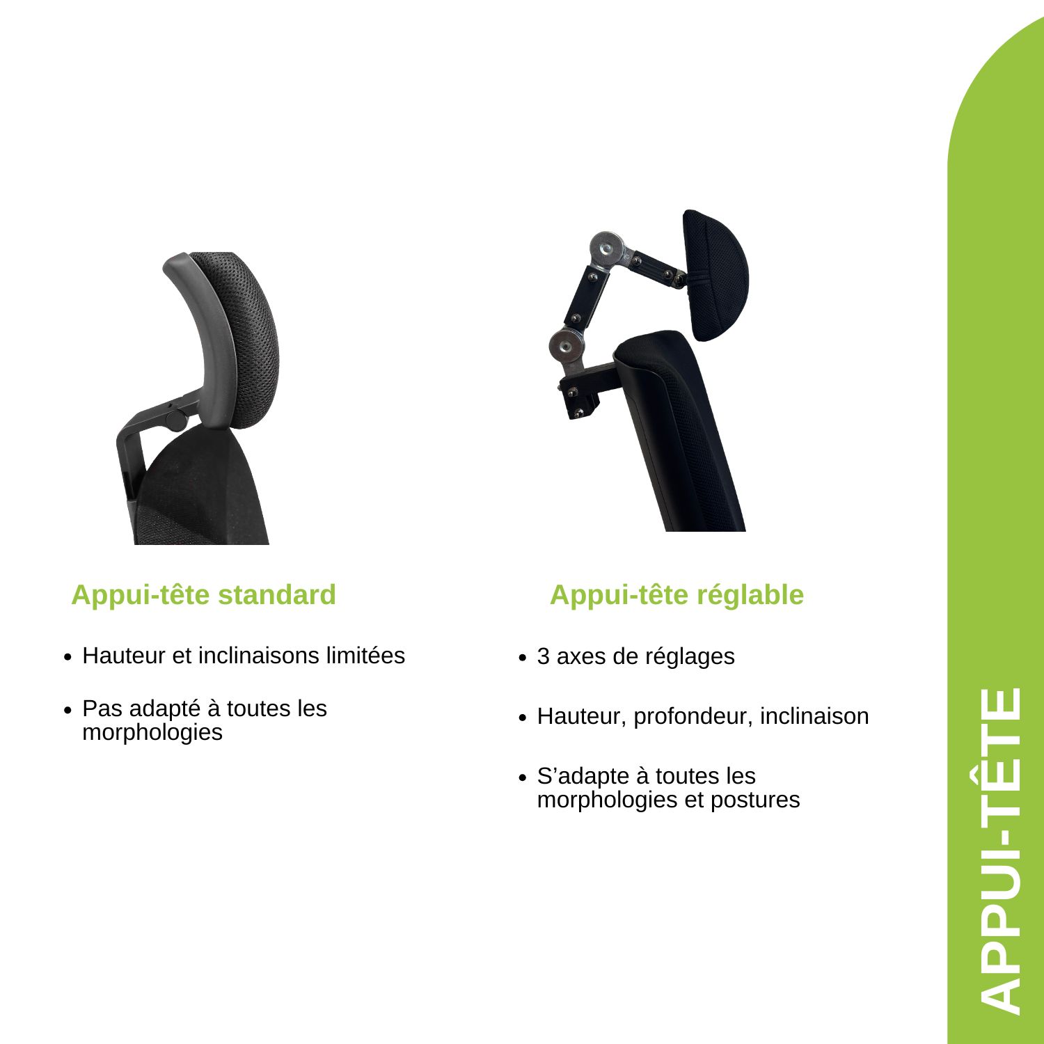 appui tête réglable pour fauteuil